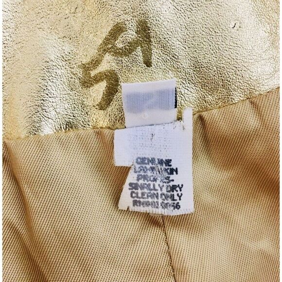 Vintage 1970's Metallic Gold Genuine Lambskin Leather Jacket Women's Size Small - Picture 9 of 9